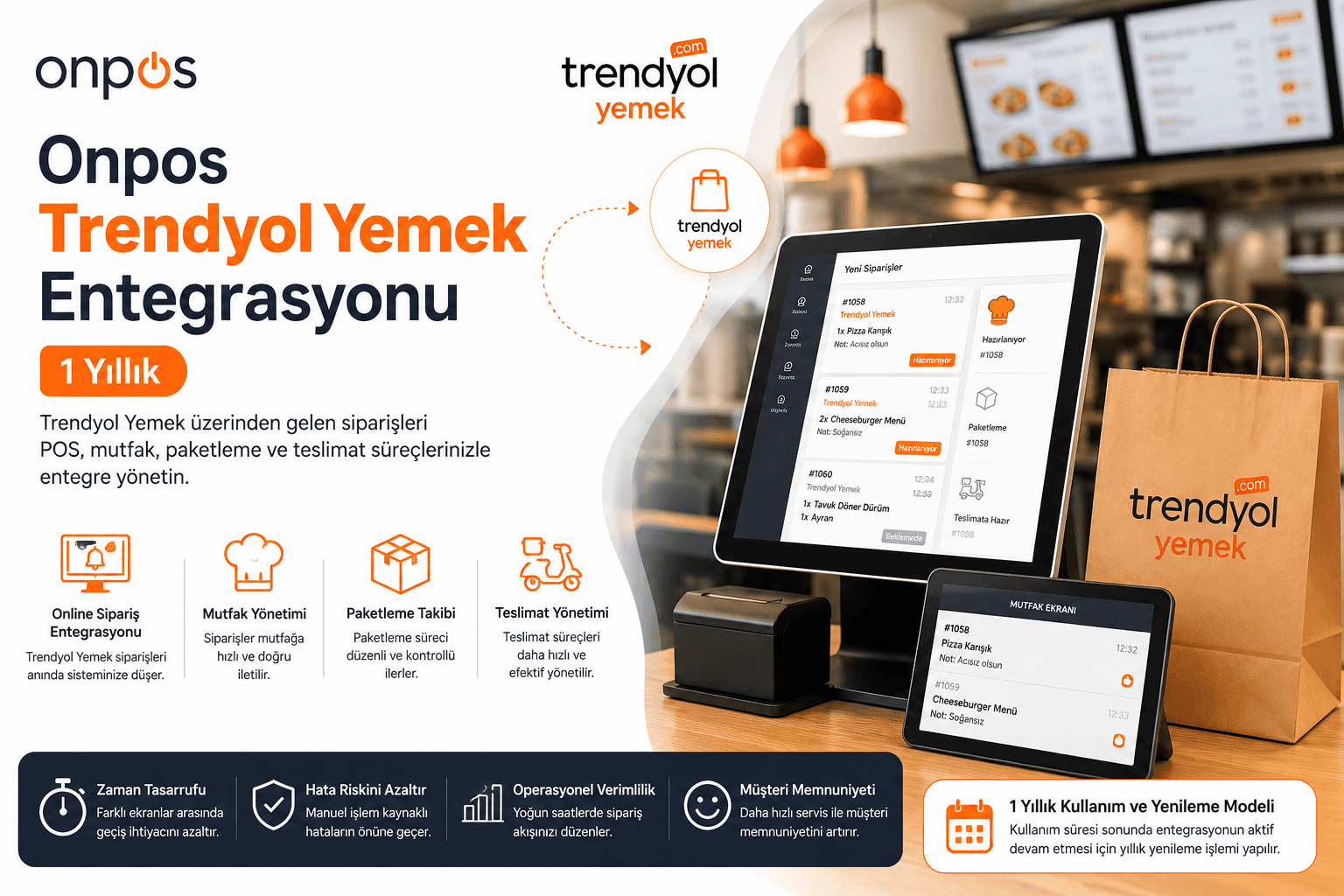 Onpos Trendyol Yemek Entegrasyonu - 1 Yıllık